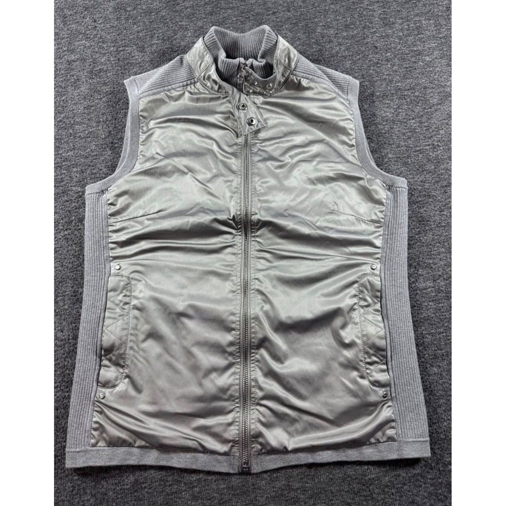Ralph Lauren Golf Womens Grey Hybrid Full‎ Zip Vest Knit Mixed Media